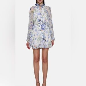 ZIMMERMAN Natura Flutter Playsuit Blue Garden Ivory size:1